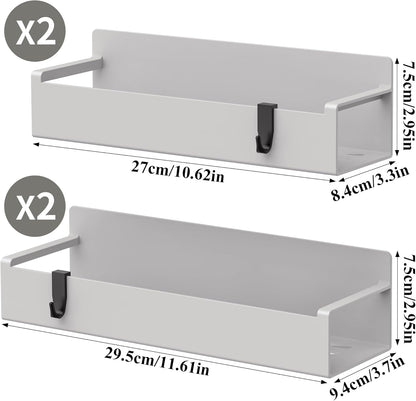 4 Pack Magnetic Spice Rack Organizer for Refrigerator and Oven, Black Fridge Organizers and Storage for Kitchen | Kitchen Magnetic Shelf for Fridge, Spice Organizer and Storage, Baby Bottle Holder for Fridge, Magnetic Tea Bag Organizer