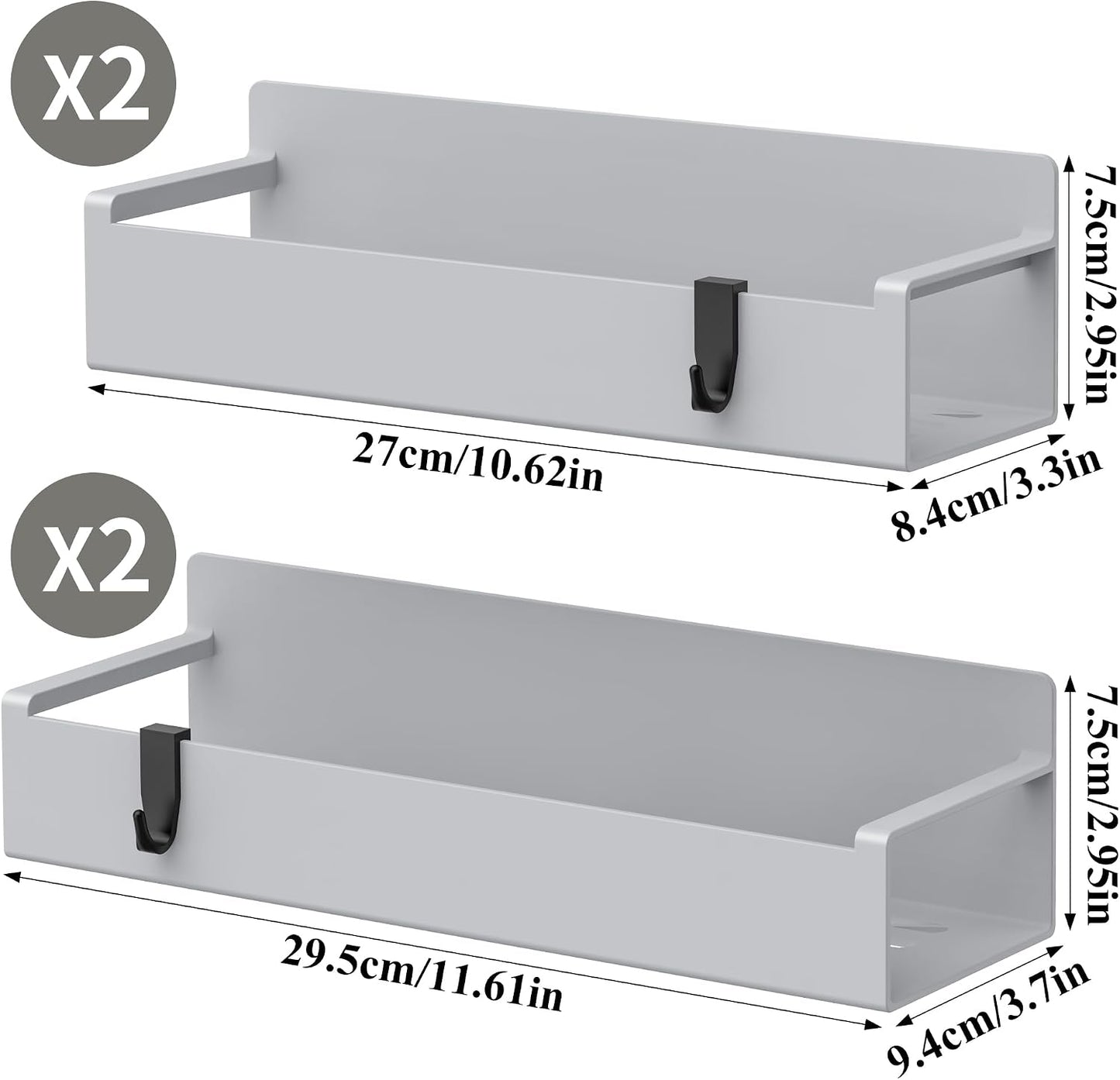 4 Pack Magnetic Spice Rack Organizer for Refrigerator and Oven, Black Fridge Organizers and Storage for Kitchen | Kitchen Magnetic Shelf for Fridge, Spice Organizer and Storage, Baby Bottle Holder for Fridge, Magnetic Tea Bag Organizer