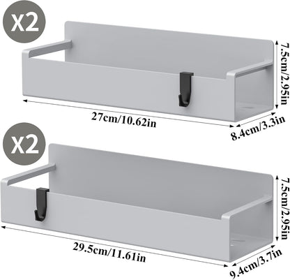 4 Pack Magnetic Spice Rack Organizer for Refrigerator and Oven, Black Fridge Organizers and Storage for Kitchen | Kitchen Magnetic Shelf for Fridge, Spice Organizer and Storage, Baby Bottle Holder for Fridge, Magnetic Tea Bag Organizer