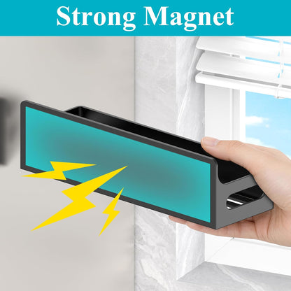 4 Pack Magnetic Spice Rack Organizer for Refrigerator and Oven, Black Fridge Organizers and Storage for Kitchen | Kitchen Magnetic Shelf for Fridge, Spice Organizer and Storage, Baby Bottle Holder for Fridge, Magnetic Tea Bag Organizer