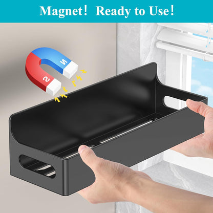 4 Pack Magnetic Spice Rack Organizer for Refrigerator and Oven, Black Fridge Organizers and Storage for Kitchen | Kitchen Magnetic Shelf for Fridge, Spice Organizer and Storage, Baby Bottle Holder for Fridge, Magnetic Tea Bag Organizer