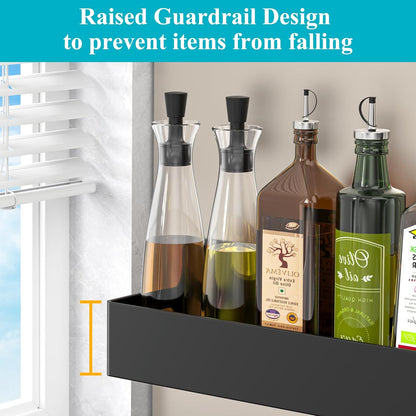 4 Pack Magnetic Spice Rack Organizer for Refrigerator and Oven, Black Fridge Organizers and Storage for Kitchen | Kitchen Magnetic Shelf for Fridge, Spice Organizer and Storage, Baby Bottle Holder for Fridge, Magnetic Tea Bag Organizer