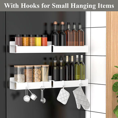 4 Pack Magnetic Spice Rack Organizer for Refrigerator and Oven, Black Fridge Organizers and Storage for Kitchen | Kitchen Magnetic Shelf for Fridge, Spice Organizer and Storage, Baby Bottle Holder for Fridge, Magnetic Tea Bag Organizer