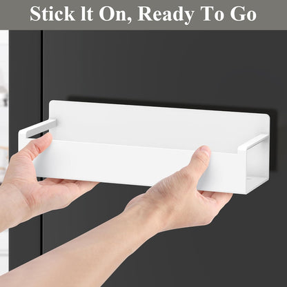 4 Pack Magnetic Spice Rack Organizer for Refrigerator and Oven, Black Fridge Organizers and Storage for Kitchen | Kitchen Magnetic Shelf for Fridge, Spice Organizer and Storage, Baby Bottle Holder for Fridge, Magnetic Tea Bag Organizer