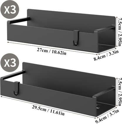 4 Pack Magnetic Spice Rack Organizer for Refrigerator and Oven, Black Fridge Organizers and Storage for Kitchen | Kitchen Magnetic Shelf for Fridge, Spice Organizer and Storage, Baby Bottle Holder for Fridge, Magnetic Tea Bag Organizer