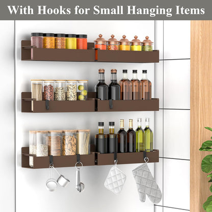 4 Pack Magnetic Spice Rack Organizer for Refrigerator and Oven, Black Fridge Organizers and Storage for Kitchen | Kitchen Magnetic Shelf for Fridge, Spice Organizer and Storage, Baby Bottle Holder for Fridge, Magnetic Tea Bag Organizer