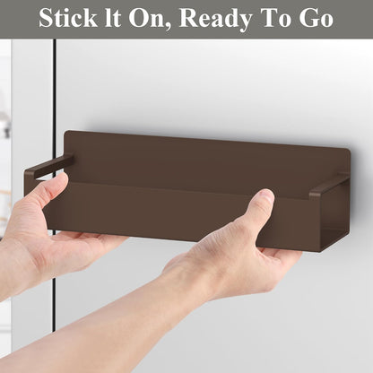 4 Pack Magnetic Spice Rack Organizer for Refrigerator and Oven, Black Fridge Organizers and Storage for Kitchen | Kitchen Magnetic Shelf for Fridge, Spice Organizer and Storage, Baby Bottle Holder for Fridge, Magnetic Tea Bag Organizer