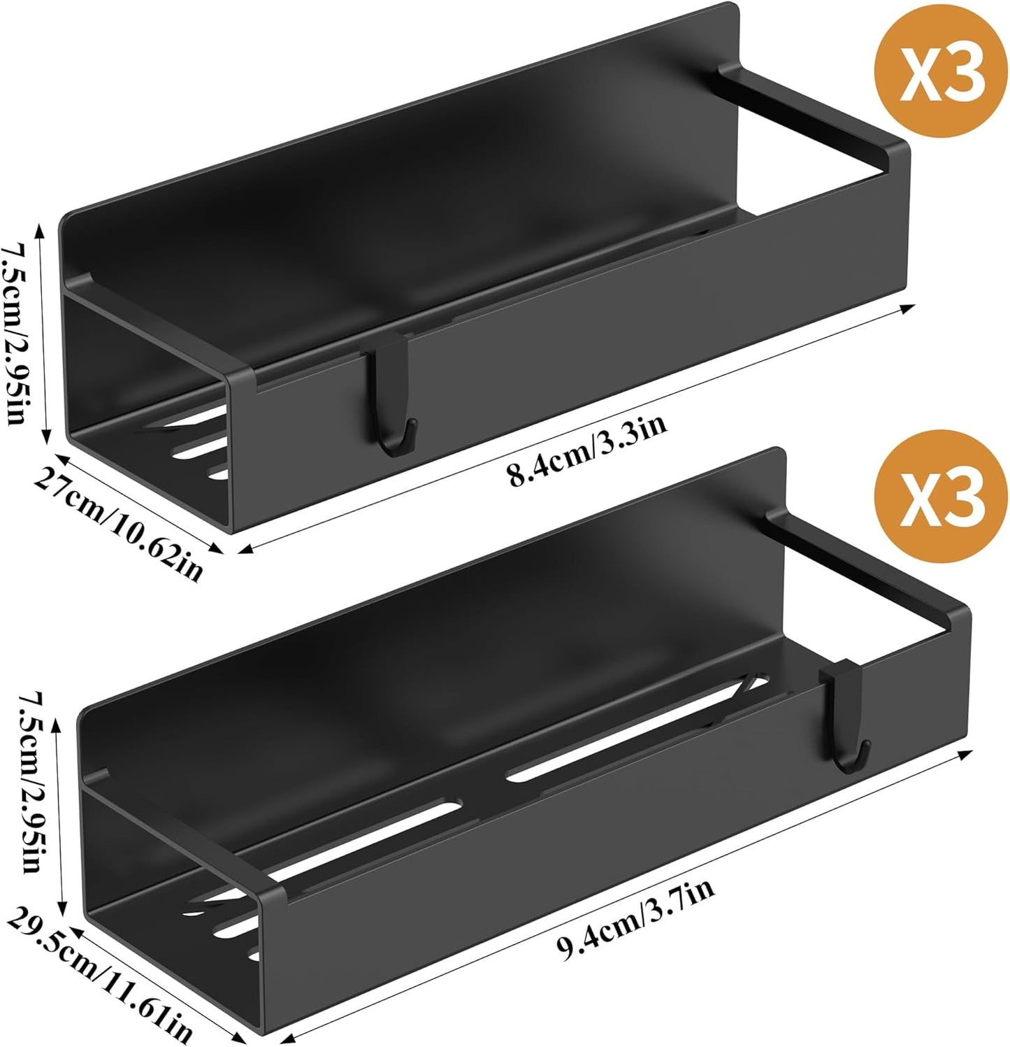 4 Pack Magnetic Spice Rack Organizer for Refrigerator and Oven, Black Fridge Organizers and Storage for Kitchen | Kitchen Magnetic Shelf for Fridge, Spice Organizer and Storage, Baby Bottle Holder for Fridge, Magnetic Tea Bag Organizer