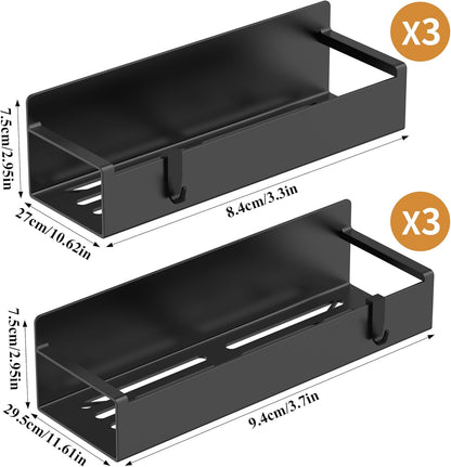 4 Pack Magnetic Spice Rack Organizer for Refrigerator and Oven, Black Fridge Organizers and Storage for Kitchen | Kitchen Magnetic Shelf for Fridge, Spice Organizer and Storage, Baby Bottle Holder for Fridge, Magnetic Tea Bag Organizer