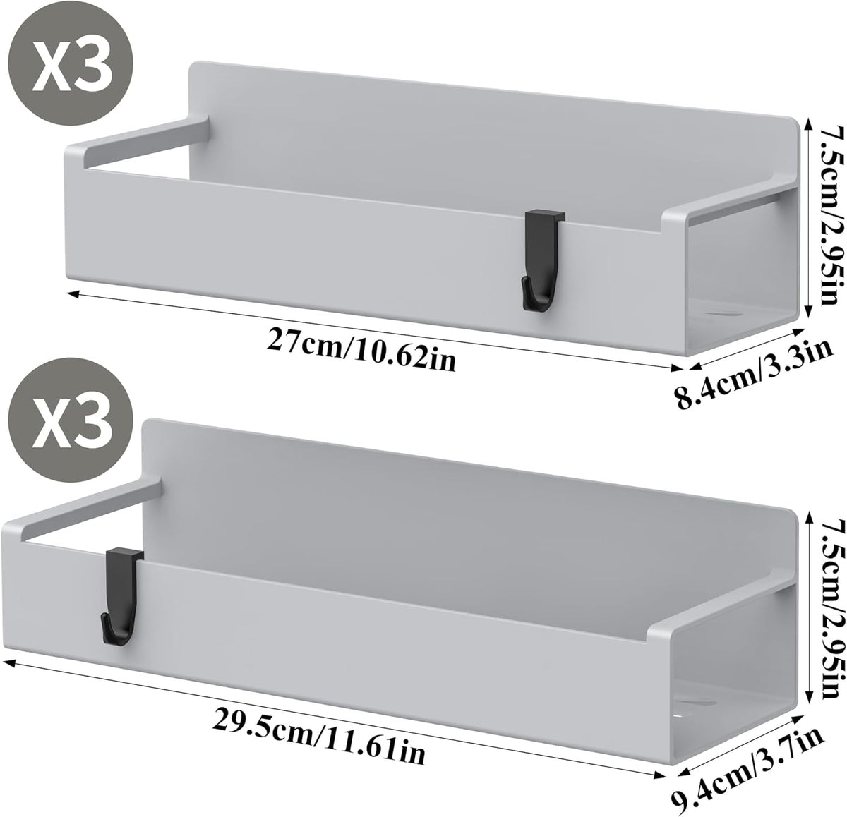 4 Pack Magnetic Spice Rack Organizer for Refrigerator and Oven, Black Fridge Organizers and Storage for Kitchen | Kitchen Magnetic Shelf for Fridge, Spice Organizer and Storage, Baby Bottle Holder for Fridge, Magnetic Tea Bag Organizer