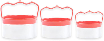 3 Pcs Round Biscuit Cutters Set 3", 3.5", 4", 0.4mm Stainless Steel Circle Cookie Cutters for Baking, Comfortable Grip, Red Silicone Handle