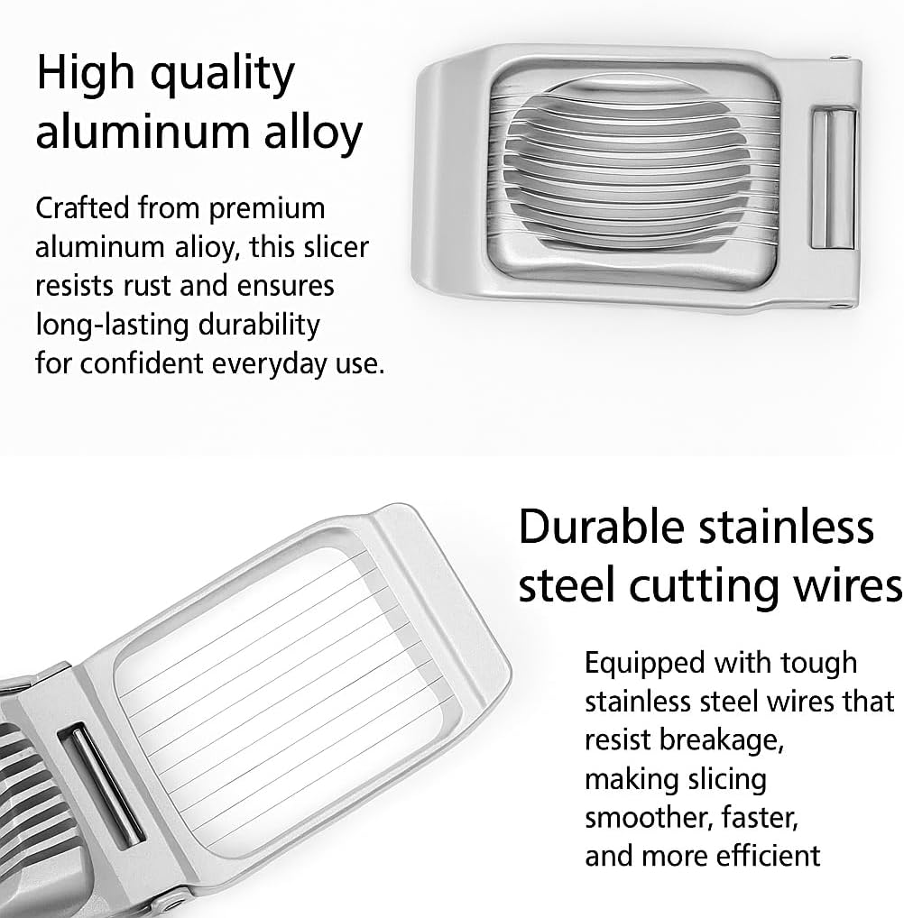 OCHI Stainless Steel Egg Slicer, Heavy Duty Aluminum Cutter for Hard Boiled Eggs, Dishwasher Safe, Perfect for Strawberries & Soft Fruits
