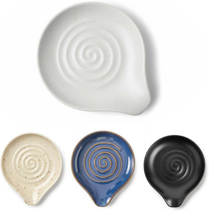 Ceramic Spoon Rest for Kitchen Counter, Coffee Spoon Holder, Easy to Clean Stovetop Spoon Tray, Decorative Countertop Organizer for Soup Spoons/Ladles (White)