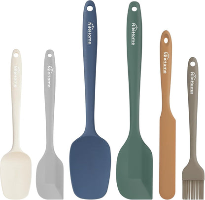NileHome Silicone Spatula Set, 5 Pieces Food Grade Kitchen Utensils with Silicone Brush Heat Resistant BPA-free Rubber Spatula for Scraping, Baking, Cooking, Mixing—Black
