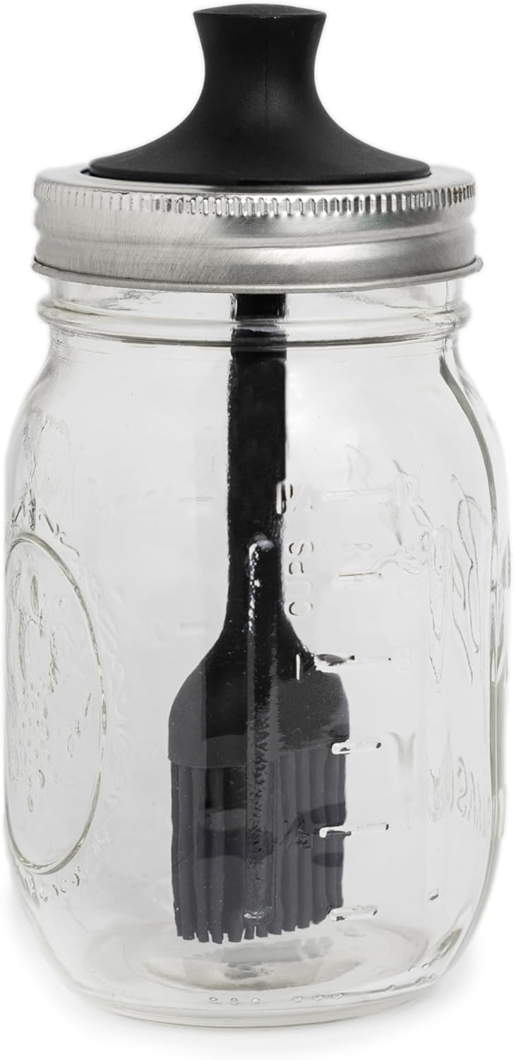 Jarware Silicone Black Basting Brush Lid For Regular Mouth Mason Jars