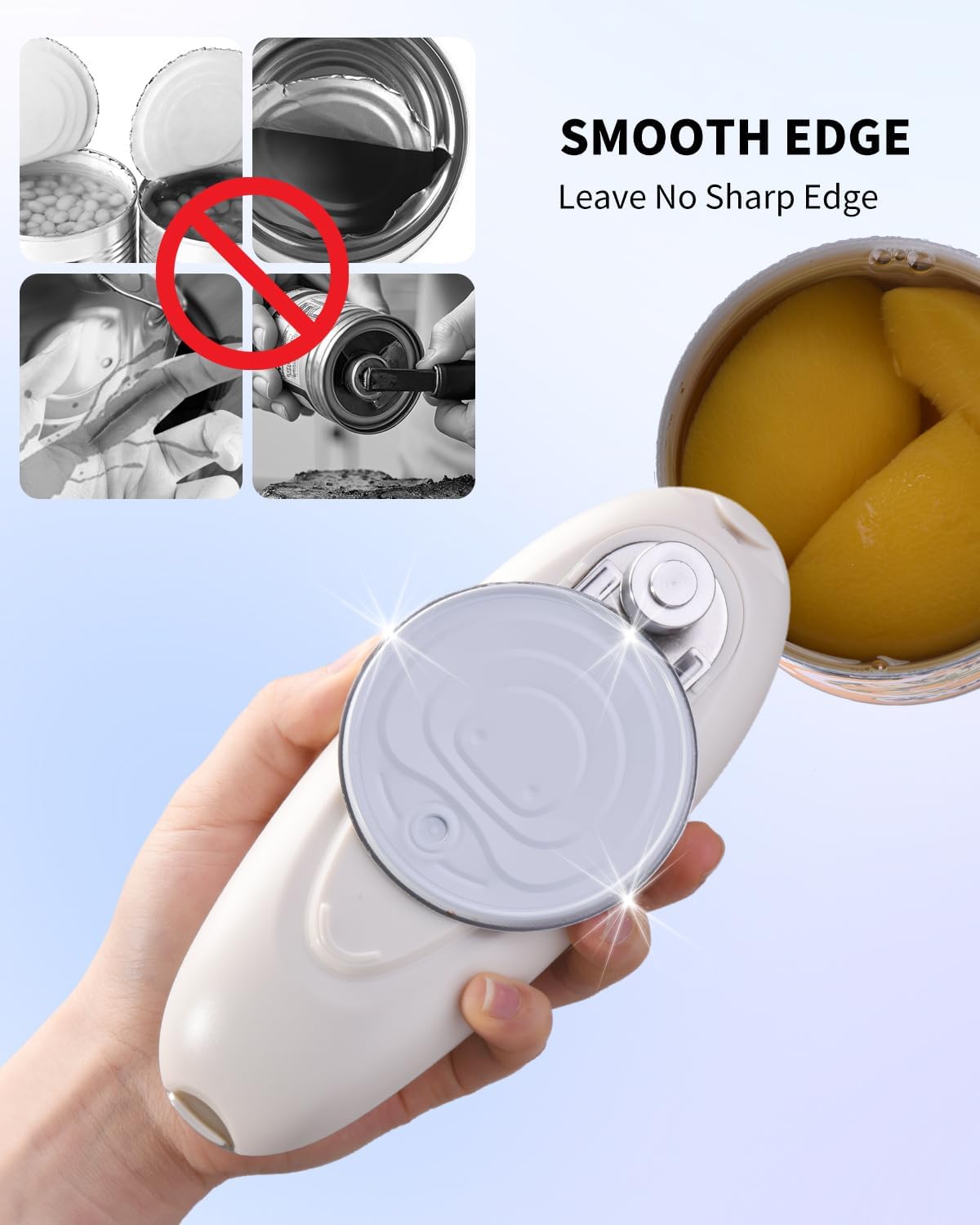CIRCLE JOY Electric Can Opener, One-Touch Automatic Can Opening with Smooth Edges, Food Safety Handheld Battery-Operated Can Opener for Kitchen and Seniors, Black