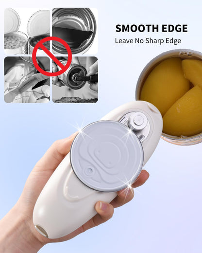 CIRCLE JOY Electric Can Opener, One-Touch Automatic Can Opening with Smooth Edges, Food Safety Handheld Battery-Operated Can Opener for Kitchen and Seniors, Black