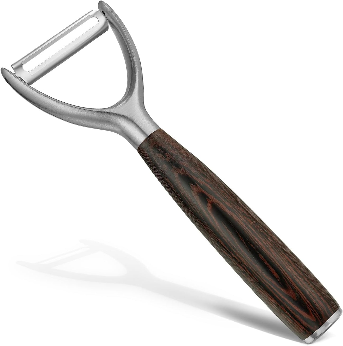 Serrated Blade Premium I Type 304 Stainless Steel Multifunctional Kitchen Peeler Real Wood Handle Ultra Sharp Blade Vegetable Potato Apple（Agarwood）