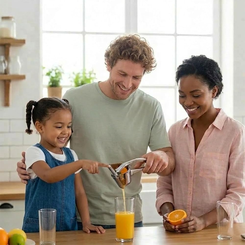 Hand Juicer Squeezer - Juicer Hand Press, Heavy Duty Aluminum Alloy Manual Juicer For Citrus, Orange, Lemon and Other Fruits, Effortless & Easy to Clean Kitchen Tool (Silver, 9-Inch)