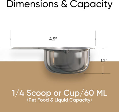 Color Up 2 Scoop (2 Cup / 480 ml) Stainless Steel Pet Food Measuring Scoop for Dogs, Cats, Rabbits & Birds – Dual Pour Spouts, Ergonomic Handle, Dishwasher Safe