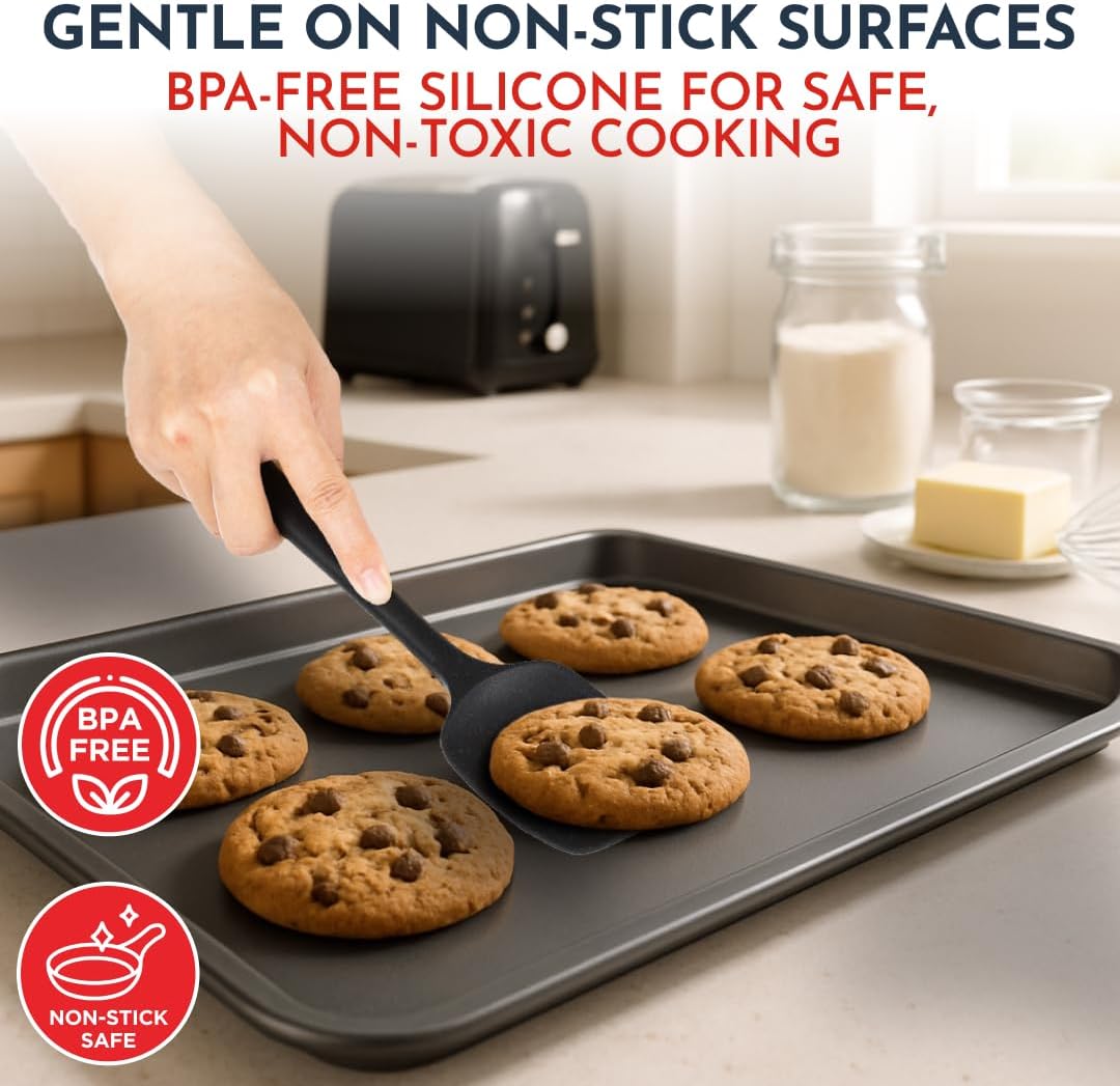 4-Piece Silicone Baking Spatula Set - Rubber Spatulas Silicone Heat Resistant, BPA-Free - Spatula Set for Nonstick Cookware - Baking Essentials