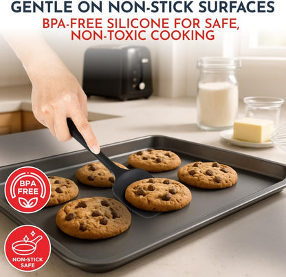 4-Piece Silicone Baking Spatula Set - Rubber Spatulas Silicone Heat Resistant, BPA-Free - Spatula Set for Nonstick Cookware - Baking Essentials