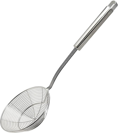 Makerstep Premium Stainless Steel Spider Strainer Skimmer Ladle, Kitchen Utensils Wire Strainer Pasta Strainer Spoon, 5.5 Inch