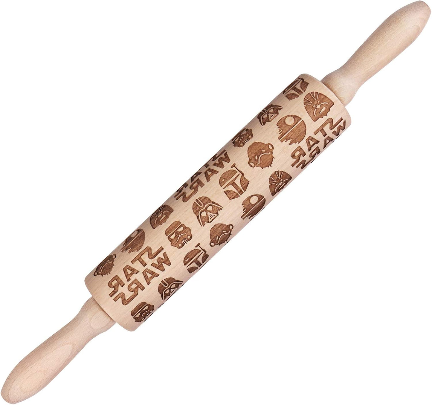 Embossed Wooden Rolling Pins,Evermarket Engraved Embossing Rolling Pin with Star Fighter Pattern for Baking Embossed Cookies,Cute Rolling Pin Kitchen Tool for Adults