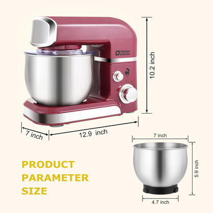 Kitchen in the box Stand Mixer,3.2Qt Small Electric Food Mixer,6 Speeds Portable Lightweight Kitchen Mixer for Daily Use with Egg Whisk,Dough Hook,Flat Beater (Black)