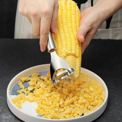 Corn Planer Cutter Thresher Peeler, Corn Thresher Cob Stripper Tool, Premium Stainless Steel Multifunctional Kitchen Grips Corn Planer Cob Cutter Kernels, with Hand Protect