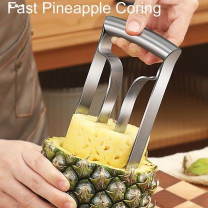 Stainless Steel Pineapple Corer – 304 Heavy Duty Fruit Slicer & Core Remover, 10-Second Pineapple Peeler Tool, Ergonomic Kitchen Gadget for Pineapple Rings, Easy Storage (7.9" Height)