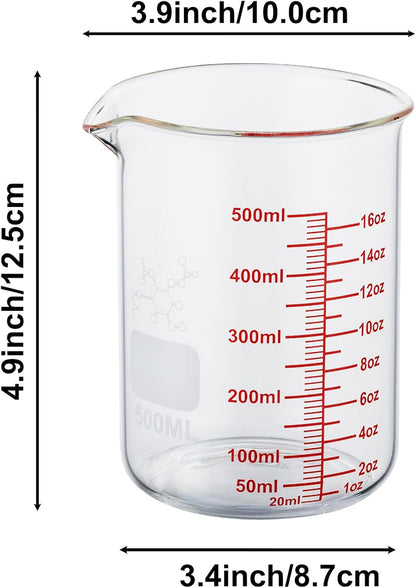 Ackers Mini Glass Measuring Beaker Set, Borosilicate, 2oz 4oz 8oz Measuring Cups