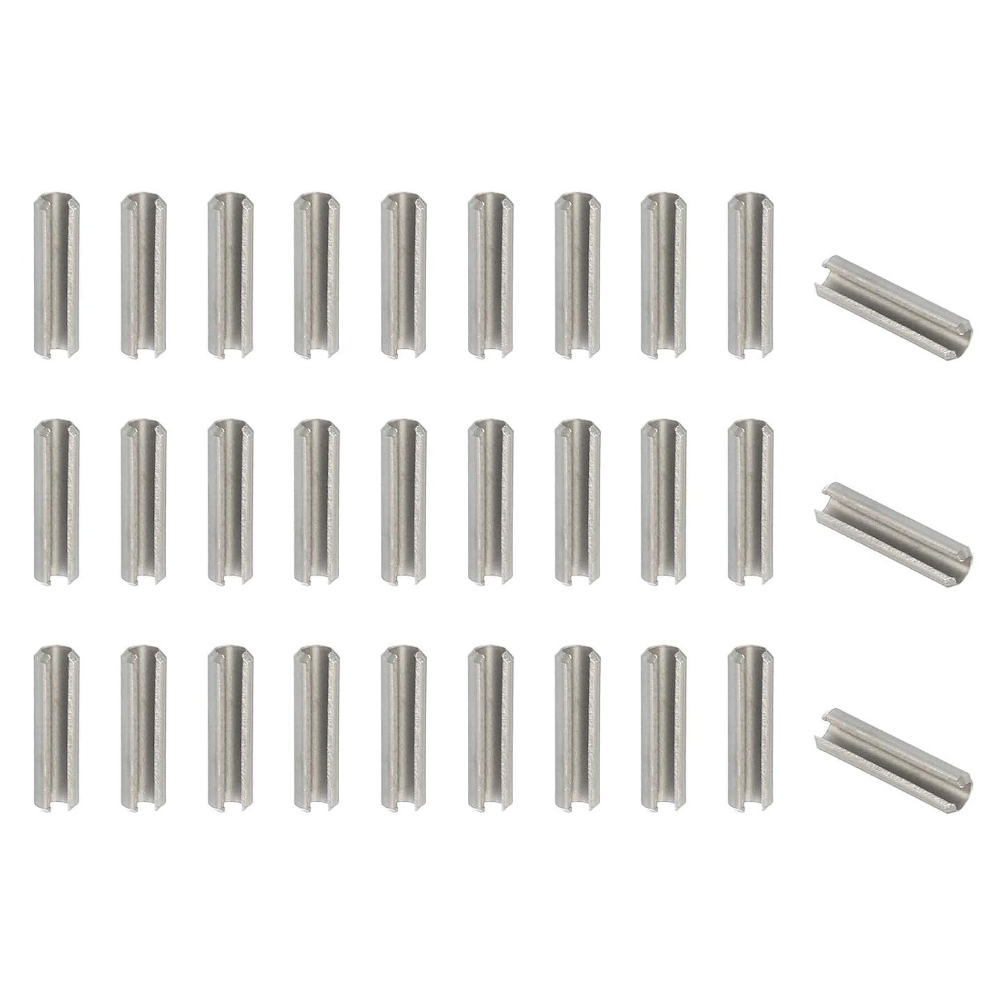 PATIKIL Slotted Spring Pin, 50 Pcs 1/8" x 3/4" (3.2mm x 20mm) 304 Stainless Steel Split Roll Pins Spring Dowel for Home Improvement Automotive Machine Repair, Silver - Colors A