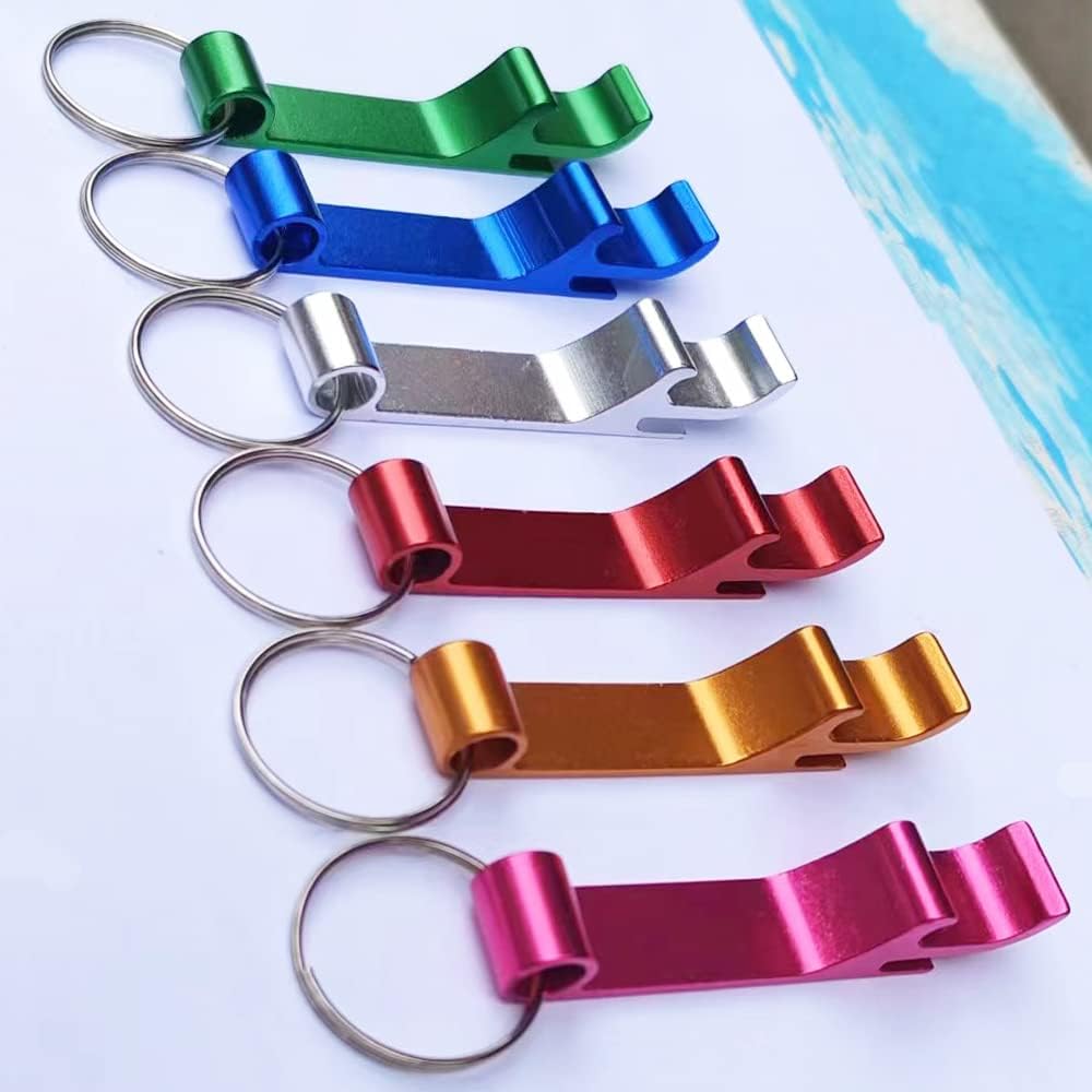 200Pcs Colored Aluminum Bottle Opener Keychain, Soda Beverage Beer Bottle Opener Keychain, for Kitchen/Wedding/Bar/Party