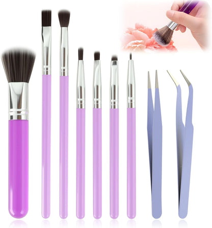 9 Pcs Baking Brush Set, Chocolate Candy Making Supplies Jelly Decorating Tools, for Home Bakers Professional Chefs Cake Cookie Dessert Pastry Decoration Kit, Brushes and Tweezers(Purple)