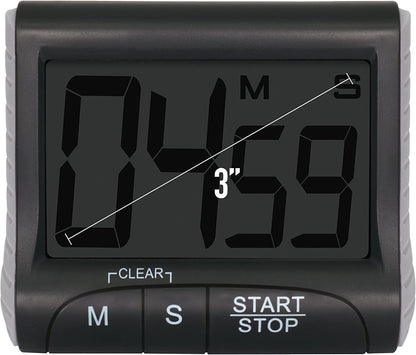 3" Large Display Kitchen Timer -Digital Timer Magnetic Back Loud Alarm On A Rope Countdown-Tanmalan