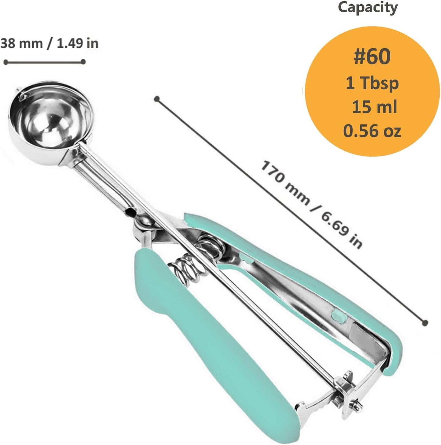 Cookie Scoop, Ice Cream Scoop, 1Tbsp/15 ml/0.5oz Cookie Scoops for Baking, 18/8 Stainless Steel Cookie Scooper for Baking, Ice Cream Scooper with Trigger Release, Cookie Dough Scoop with Non-slip Grip