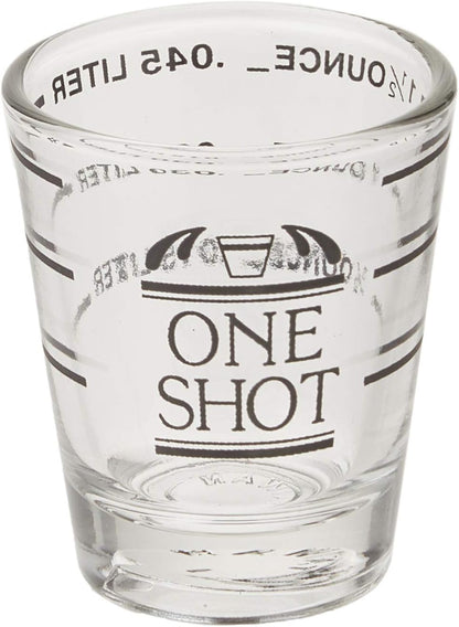 Fox Run Mini Multi-Purpose Liquid and Dry Measuring Shot Glass, Set of 2, 4-Ounce Cups, Clear, Small