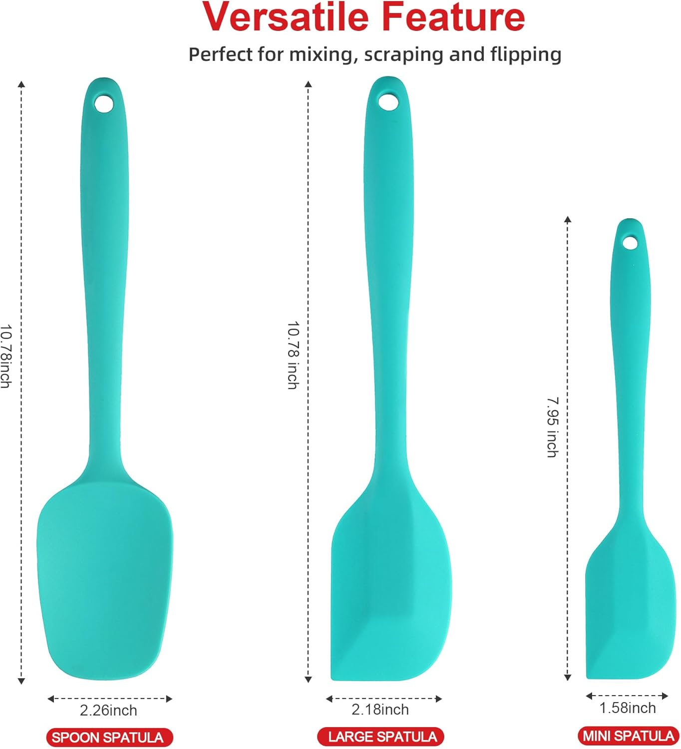 Silicone Spatula Set - Rubber Spatula - 600°F Heat Resistant Baking Spoon & Spatulas(Dark Grey)