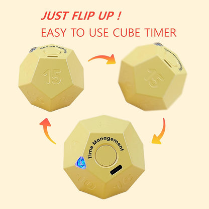 Cube Pomodoro Timer - Flip to Start Countdown, Rechargeable Mini Productivity Timer for Study, Office, 11 Preset Times, Silent/Vibration, Time Management Tool for Kids & ADHD (White)