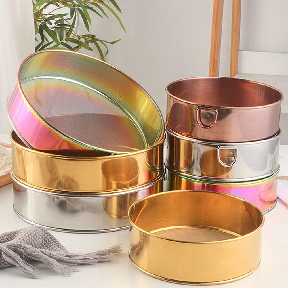 Flour Sifter, Stainless Steel Flour Sieve, 8 Inch 80 Mesh Fine Mesh Strainer, Round Sifter for Baking Cake Bread(COLOR:Silver)