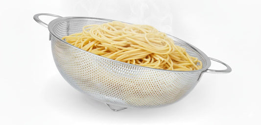 5-Quart Colander for Kitchen, Stainless Steel Colander with Base, Pasta Strainer with Handle, Food Strainer for Spaghetti, Vegetables, Fruit