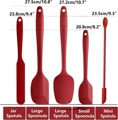 5 Piece Pink Silicone Spatula Set, Heat Resistant Rubber Spatulas Set, Silicone Kitchen Utensils Set Dishwasher Safe for Nonstick Cookware Baking Cooking