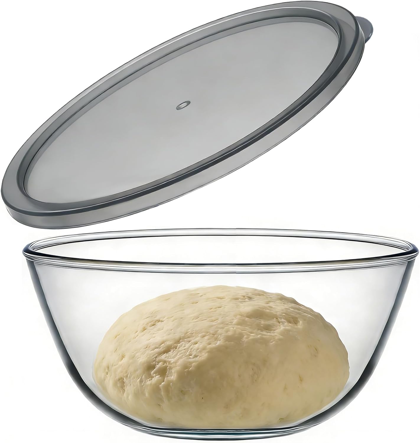 6.3 Quart Large Glass Bowl for Bread Making-Glass Mixing Bowl for Sourdough Bread with Lid, Clear Breads Proofing Bowl with Covers, Ideal for Kitchen, Storage