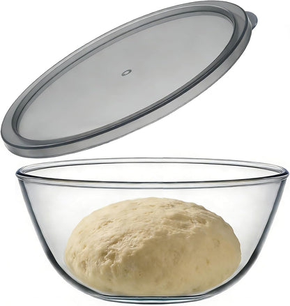 6.3 Quart Large Glass Bowl for Bread Making-Glass Mixing Bowl for Sourdough Bread with Lid, Clear Breads Proofing Bowl with Covers, Ideal for Kitchen, Storage