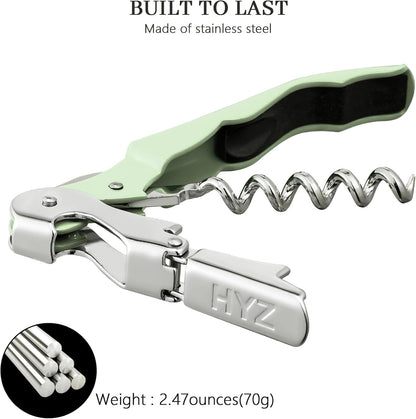 HYZ 2-Pack Wine Opener Waiter Corkscrew, Professional Wine Key for Servers, Bartender, with Foil Cutter, Manual Wine Bottle Opener Double Hinged (Black)