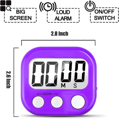 2 Pack Digital Kitchen Timer for Cooking Big Digits Loud Alarm Magnetic Backing Stand Cooking Timers for Baking White