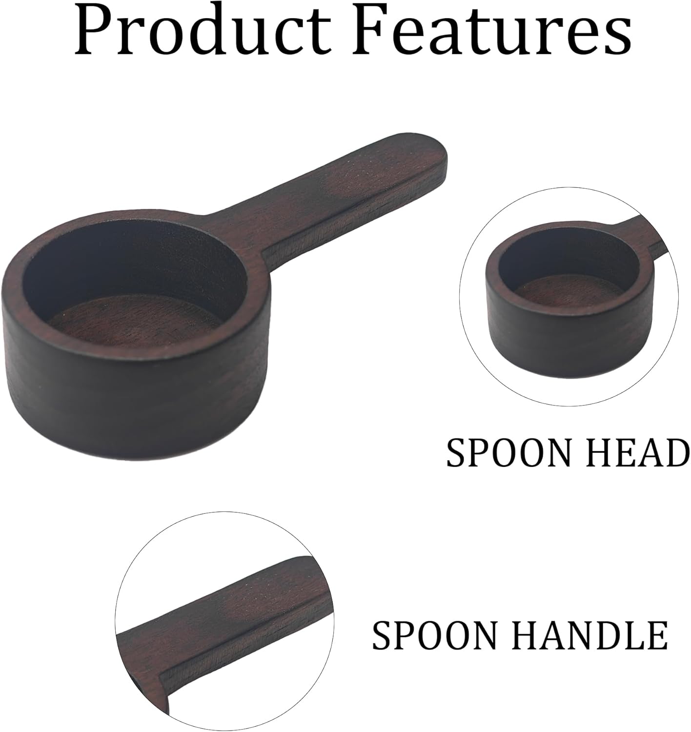Walnut Wooden Coffee Scoop, 2Pcs Mini Measuring Spoons for Coffee, Tea, Sugar, Milk Powder, Spices, Solid Wood Tablespoon for Jars, Canisters, Kitchen Accessories, Easy to Clean