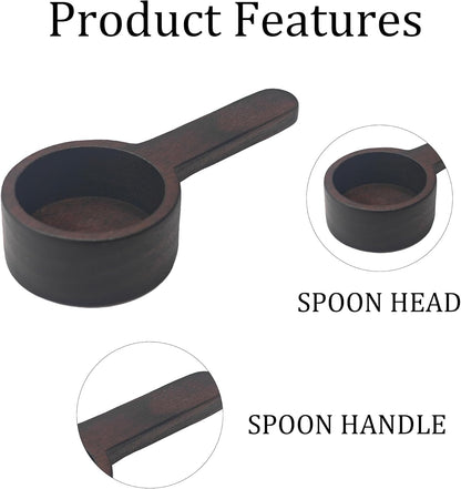 Walnut Wooden Coffee Scoop, 2Pcs Mini Measuring Spoons for Coffee, Tea, Sugar, Milk Powder, Spices, Solid Wood Tablespoon for Jars, Canisters, Kitchen Accessories, Easy to Clean