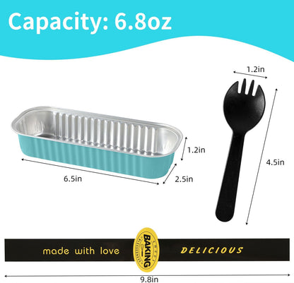 Mini Loaf Pans with Lids and Spoons Sealing Sticker,30 Pcs 6.8oz Cake Pans for Baking Disposable Aluminum Foil Christmas Cake Pan (30 PCS GOLD)